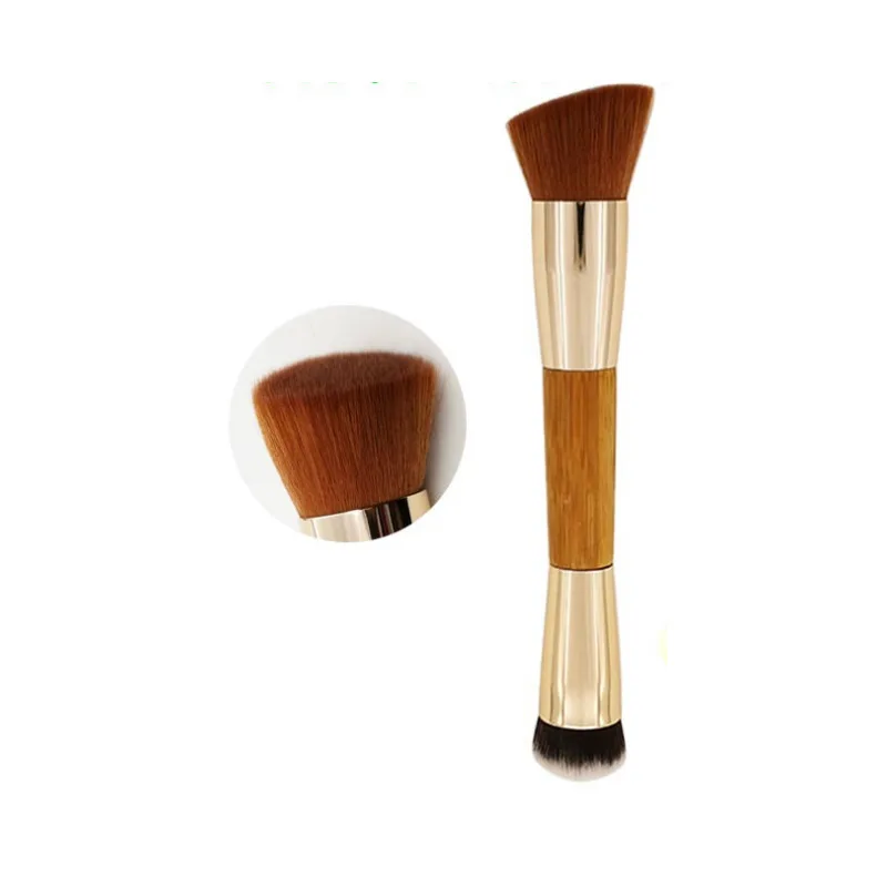 

Одиночная бамбуковая деревянная ручка с круглой головкой, кисть для пудры с двойной головкой, румяна для пудры, искусственная косметика, инструменты для профессионального макияжа