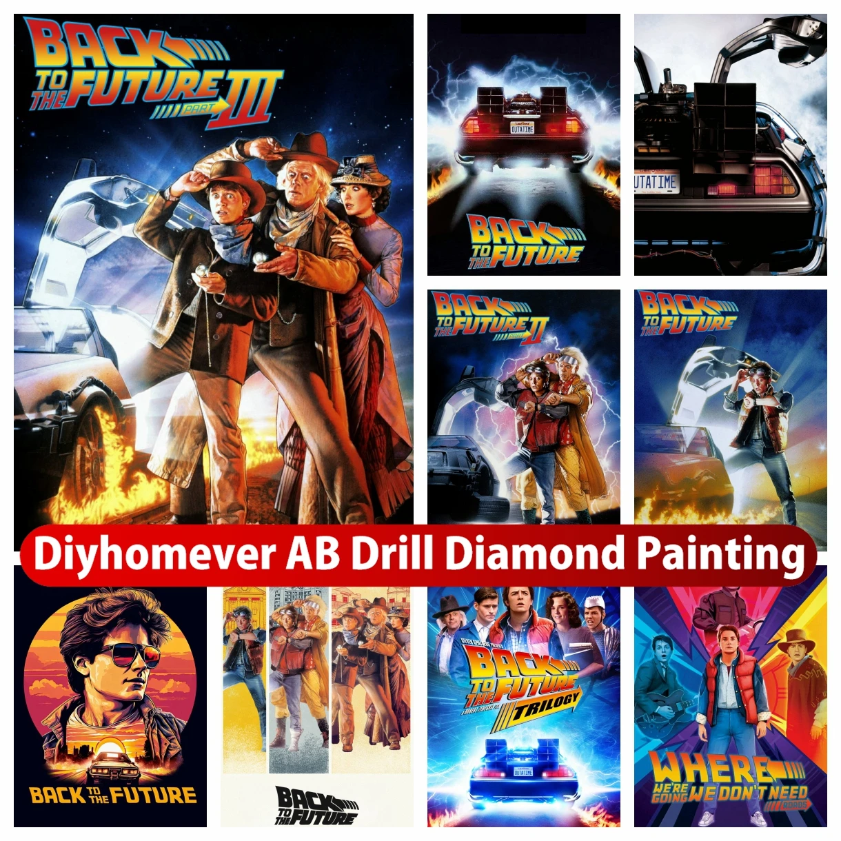 Алмазная живопись 5D AB Назад в будущее вышивка мозаика крестиком ручная работа