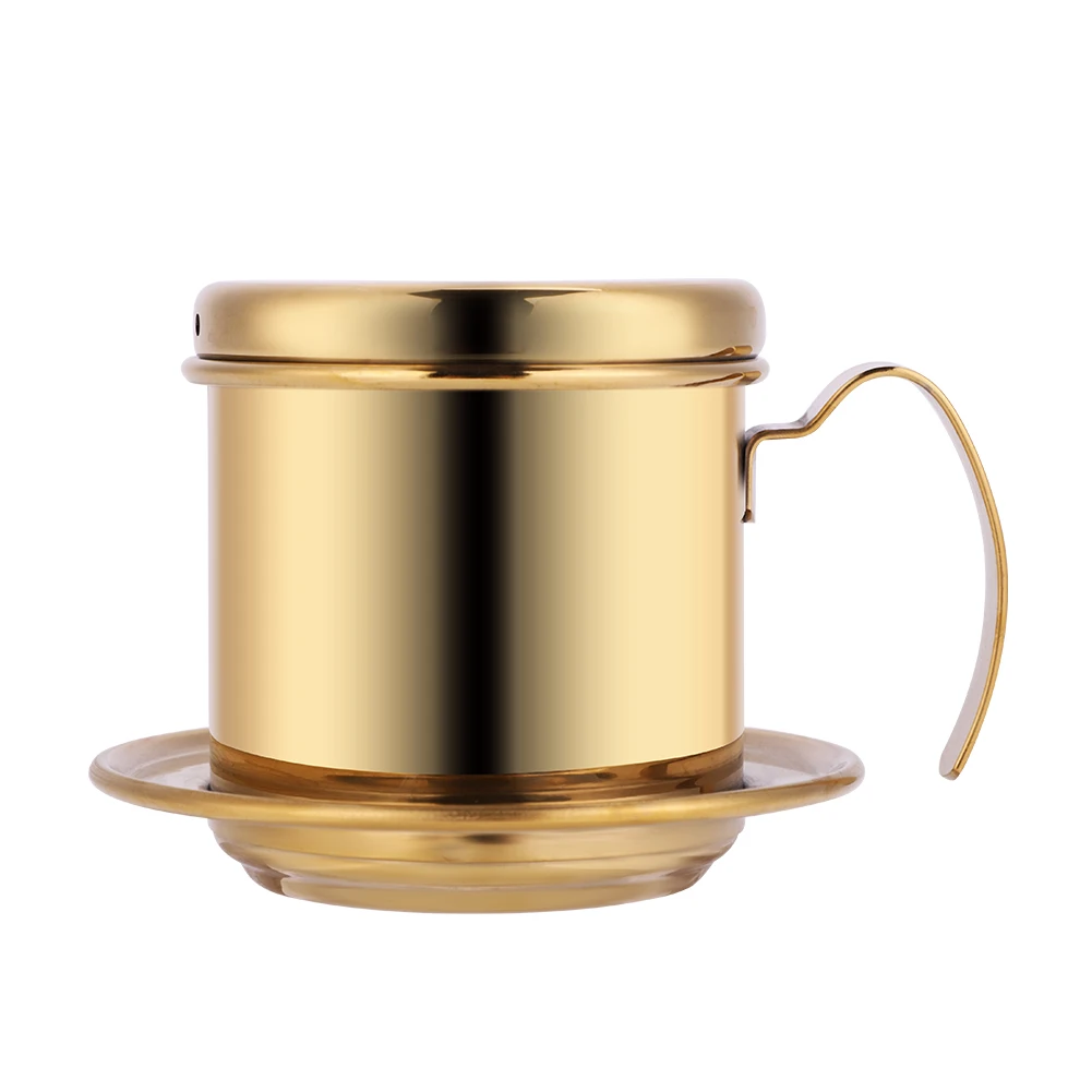 

Stainless Steel Cup Vietnamese Coffee Drip Filter Maker Infuser Home Golden