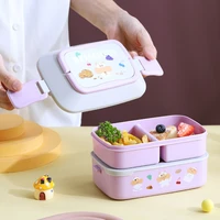 kawaii portable lunch box for girls school kids plastic picnic bento box microwave food box with compartments storage containers