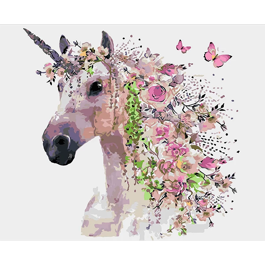

tapb DIY Painting By Numbers Animal Unicorn And Flower Coloring By Numbers Adults For Handpainted On Canvas Home Wall Art Decor