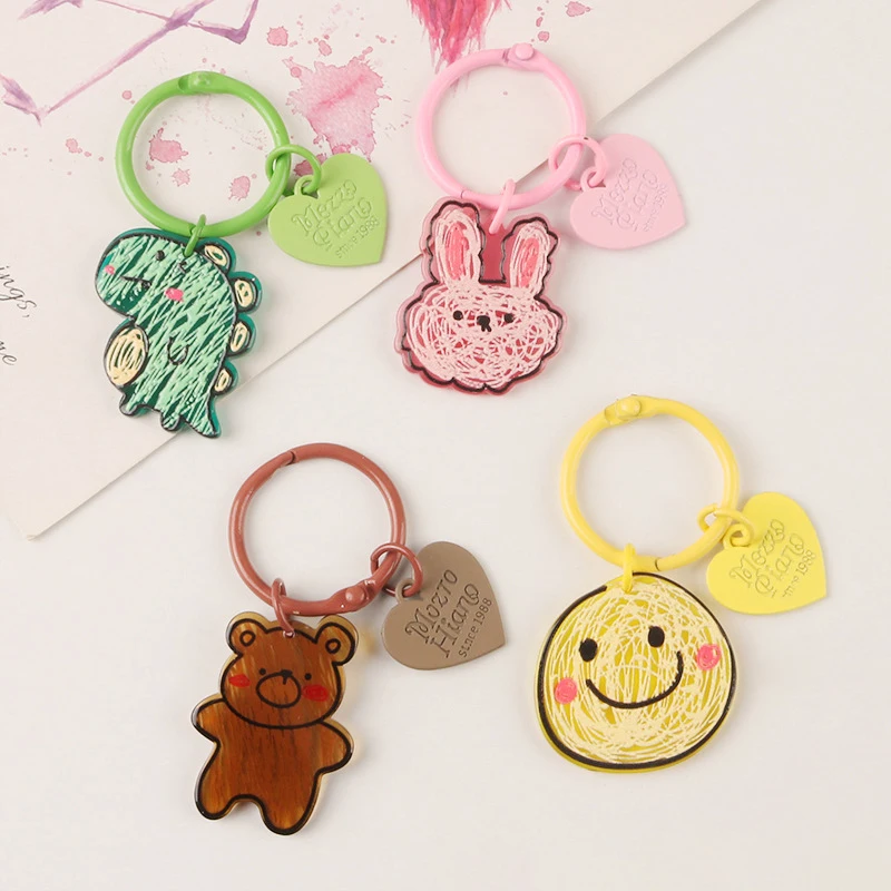 

Cartoon Dragon Silly Cute Rabbit Striped Bear Love Heart Pendant Bag Car Key Chain Pendant