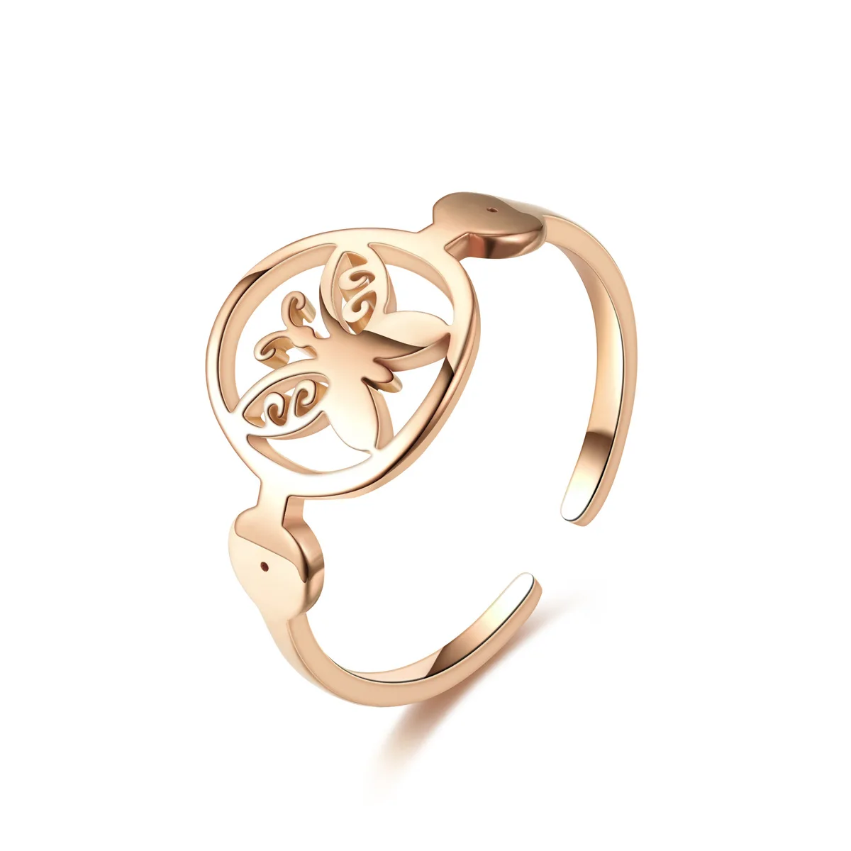 Кольцо женское из нержавеющей стали с круглой бабочкой сердцем и короной |