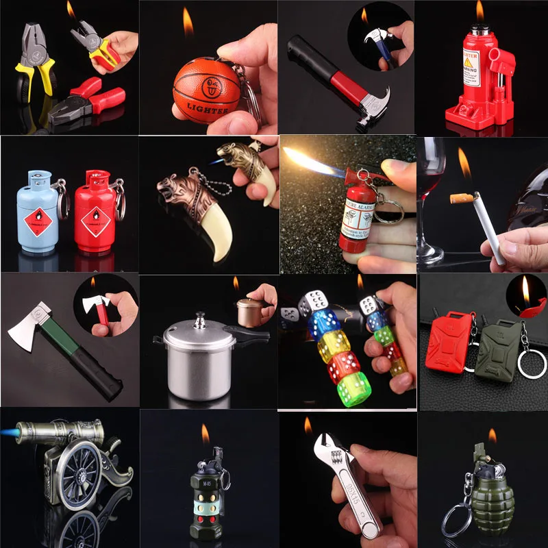 

1pcs creative fashion mini metal lighter butane gas inflatable cigarettes tool Funny model smoking gift military