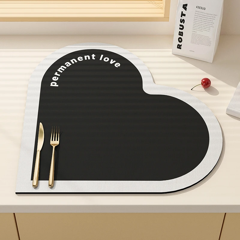 

Heart-shaped Silicone Mat Super Absorbent Table Decoration Accessories Kitchen Utensils Drying Bowl Cushion Draining Pad мат 매트
