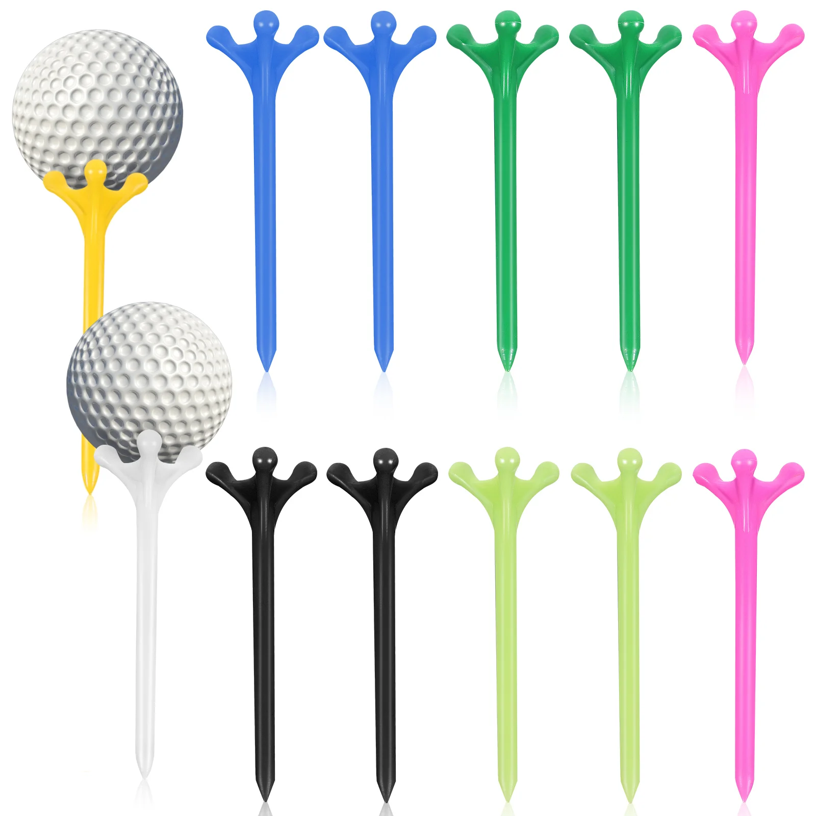 

12 Pcs Golf Ball Golfs Training Holders Supplies Plastic Tees Nail Accessories