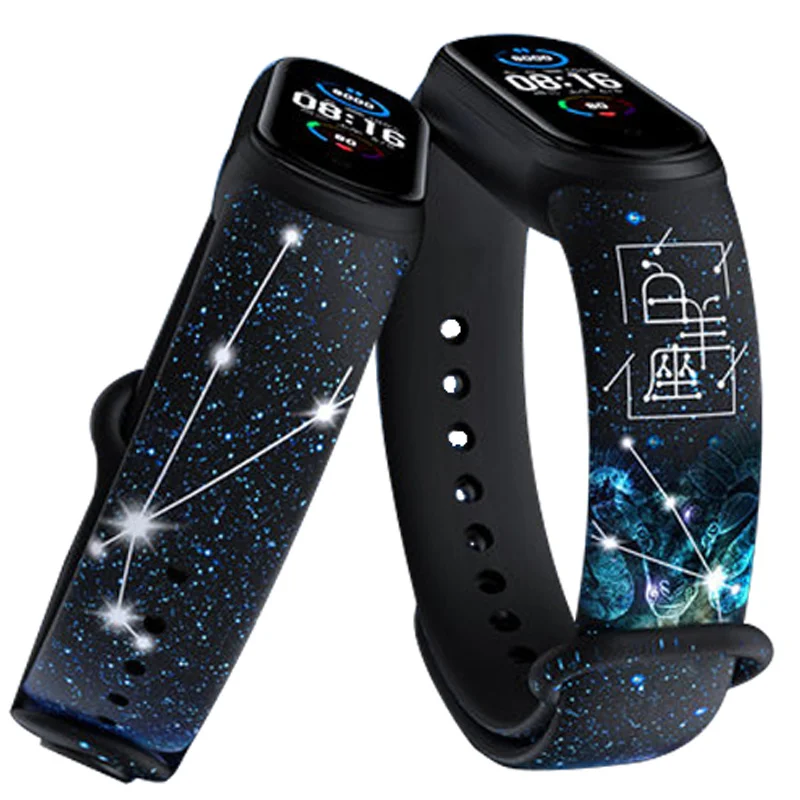 

Mi band 4 3 5 6 strap mi band 4 5 6 strap printed constellation starry sky silicone bracelet mi 4 bracelet