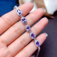 meibapj new item natural tanzanite gemstone bracelet 925 sterling silver blue stone bangle for women fine wedding jewelry