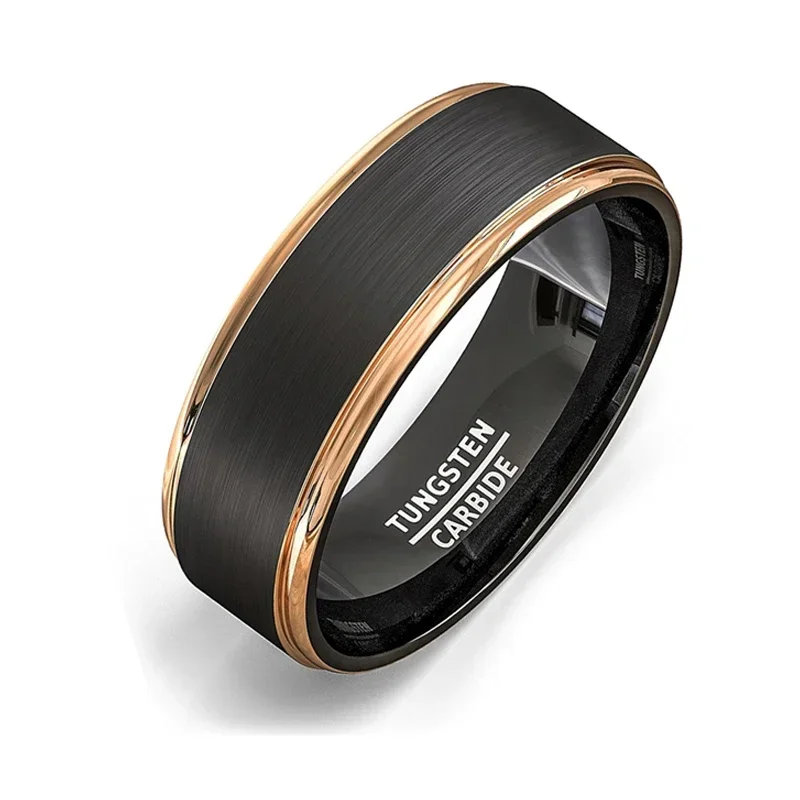 Новое Klassieke 8 мм Regenboog Kleurrijke Titanium Stalen Ring Zwart Geborsteld Wedding Band Mannen