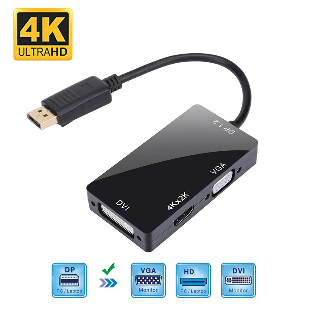 Адаптер-конвертер DisplayPort 1 2 в HDMI 4K DVI VGA 3 для HDTV монитора проектора игр через HD -