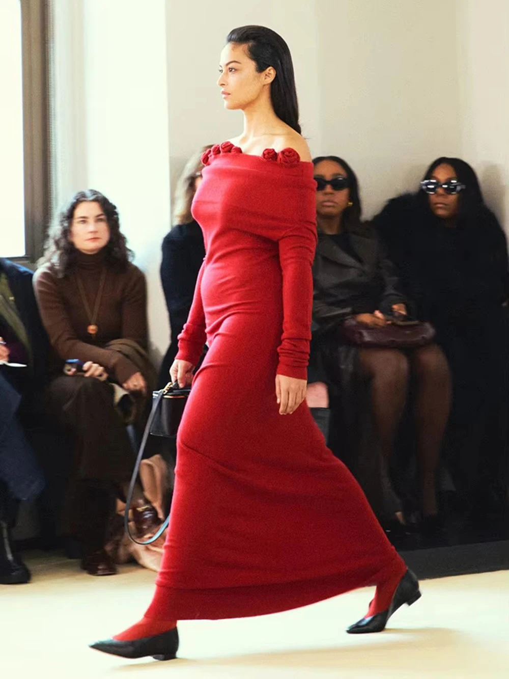 Modphy Сексуальное длинное платье макси с открытыми плечами и длинными рукавами 3D