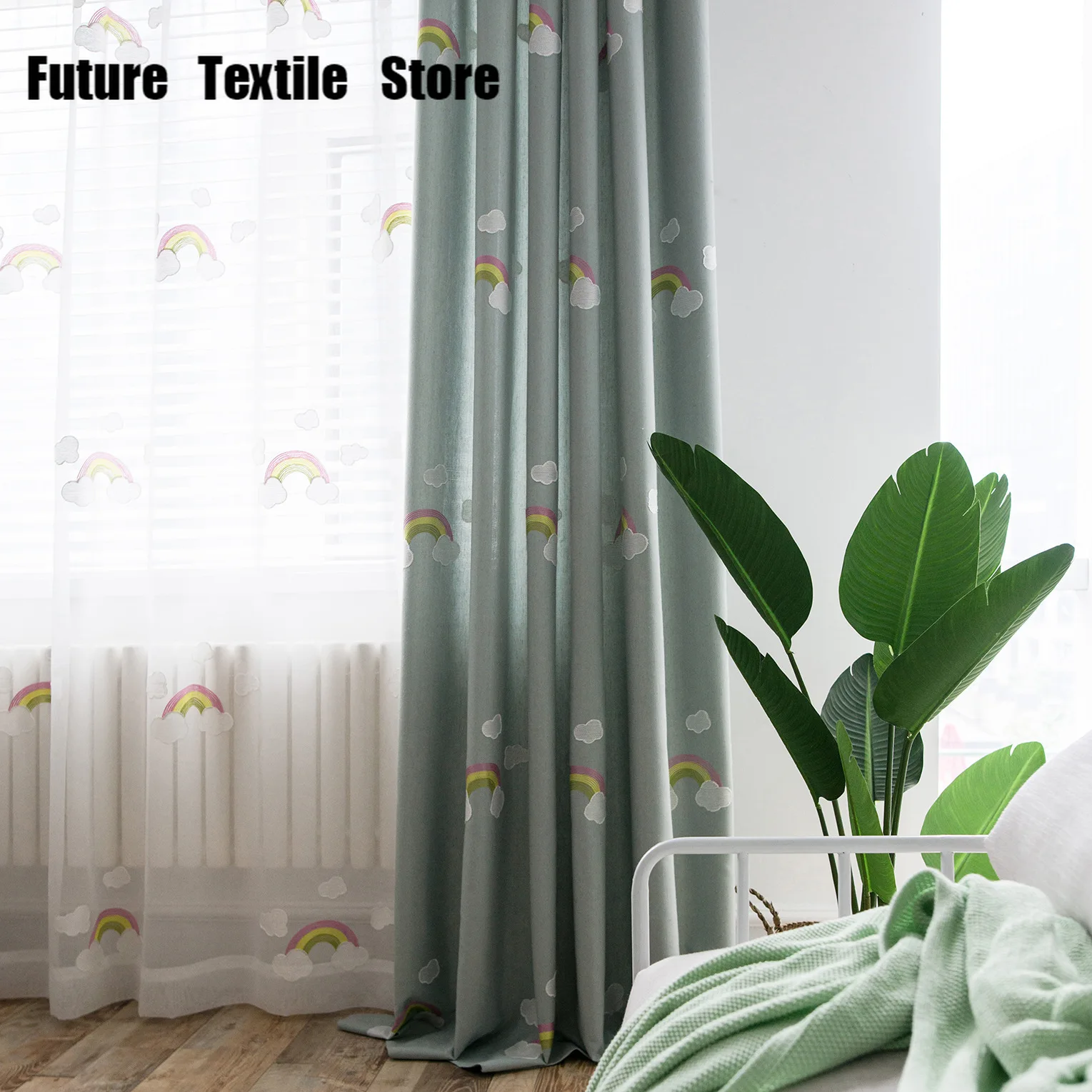 

Занавески из полиэстера и хлопка, современные занавески для детской спальни, простые хлопковые разноцветные занавески с вышивкой