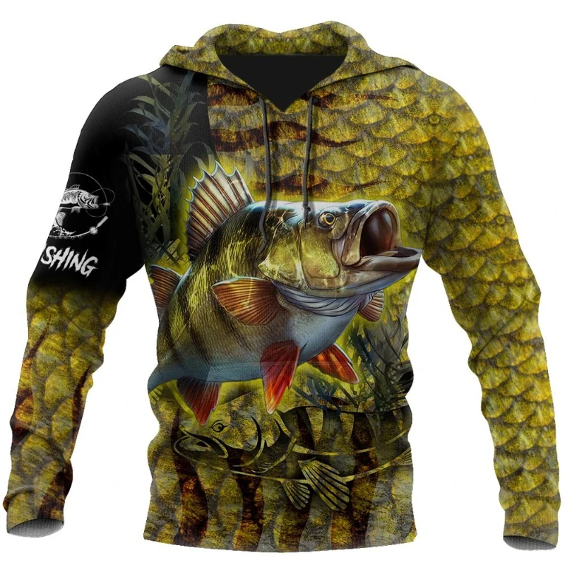 

Men's Hoodie 3D Print Yellow Top Fish Series Hoodie Street Harajuku Comfort Long Sleeve Casual Pullover