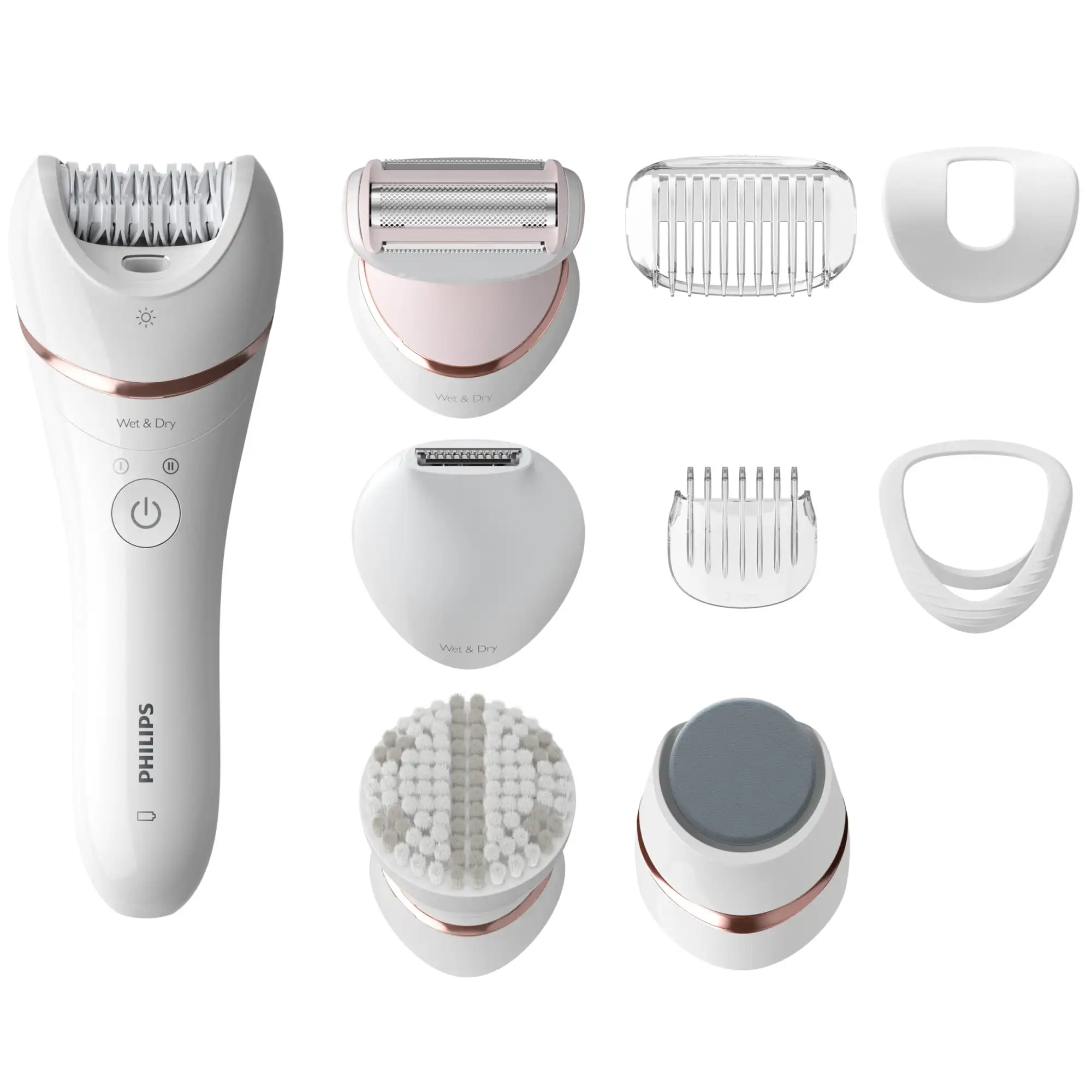 

Epilator Series 8000 5 In 1 Shaver, Trimmer, Pedicure and Body Exfoliator with 9 Accessories
