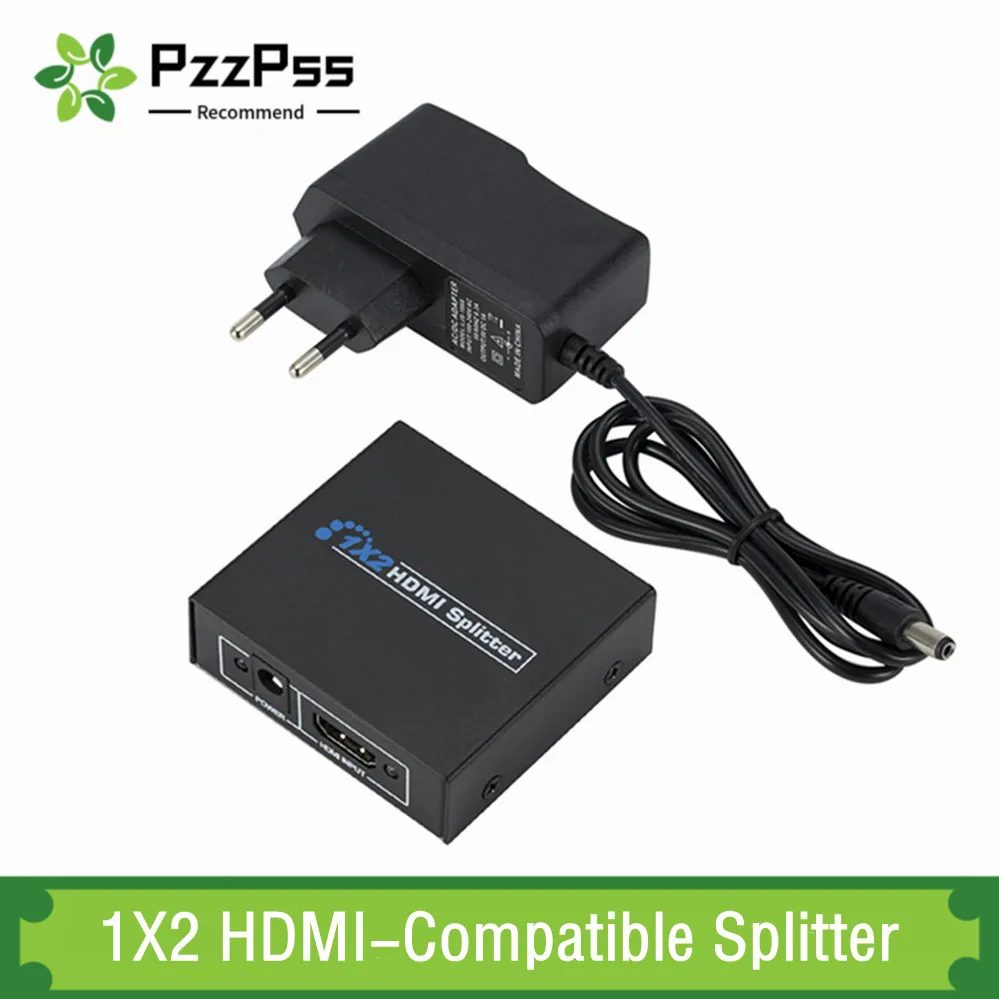 

PzzPss 1080P 1 In 2 Out HDMI-compatible Splitter 1X2 HDMI-compatible Signal Amplifier Multiple Display For HDTV DVD PS3 Xbox