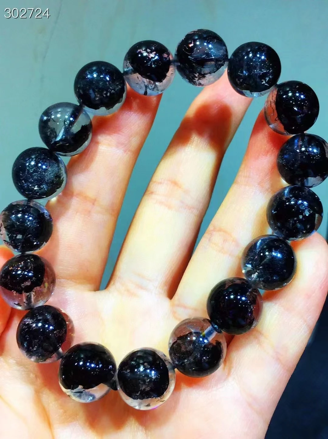 

Genuine Natural Black Rutilated Quartz Herkimer Diamond Beads Bracelet 12mm Gemstone Round Beads Woman Man Jewelry AAAAAAA
