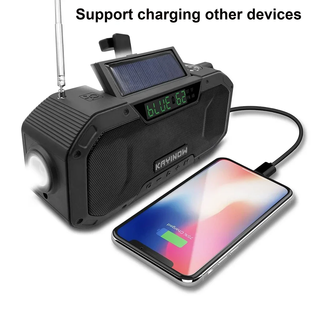Многоцелевой аварийный радиоприемник с рукояткой, USB аккумуляторная батарея, солнечный портативный FM-радио, фонарик, лампа для чтения, SOS-сигнализация (art.: 3920ce95dcbde) - 3920ce95dcbde