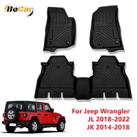 black tpe floor mats waterproof 2 row liner set for jeep wrangler jl 2018 2022 jk 2014 2018 unlimited 4 door trunk mats