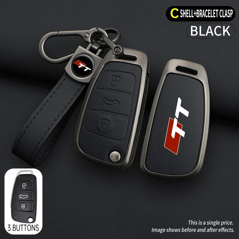 

For Audi TT TTRS 8j 8n 8s MK1 MK2 MK3 SLine Custom Zinc Alloy Car Logo Key Case Remote Control Protection Keychain Accessories