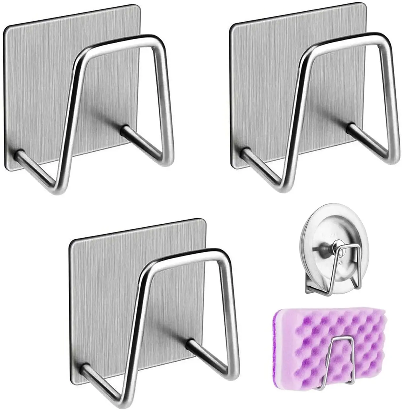 

Kitchen Sink Sponge Holder Drain Rack ,Accessories Stainless Steel Waterproof Sponge Frame key holder wall mask lanyard