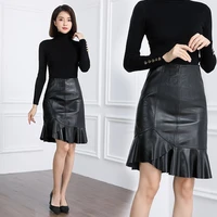 2022 genuine leather skirt ladies sheepskin skirt new autumn thin lambskin midi skirt k32