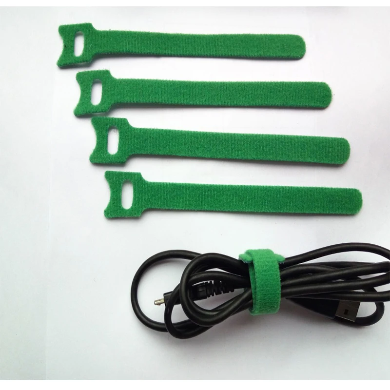 

80pcs 300*12mm Green Nylon Reusable Cable Ties with Eyelet Hole Hook &Loop Cable Wire Straps Management