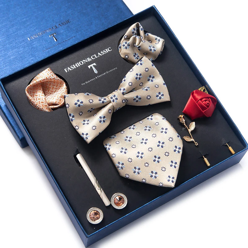 Mix Colors 2021 New Style Silk Classic Wedding Gift Tie Pocket Squares Set Necktie Box Black Suit Accessories Solid Men