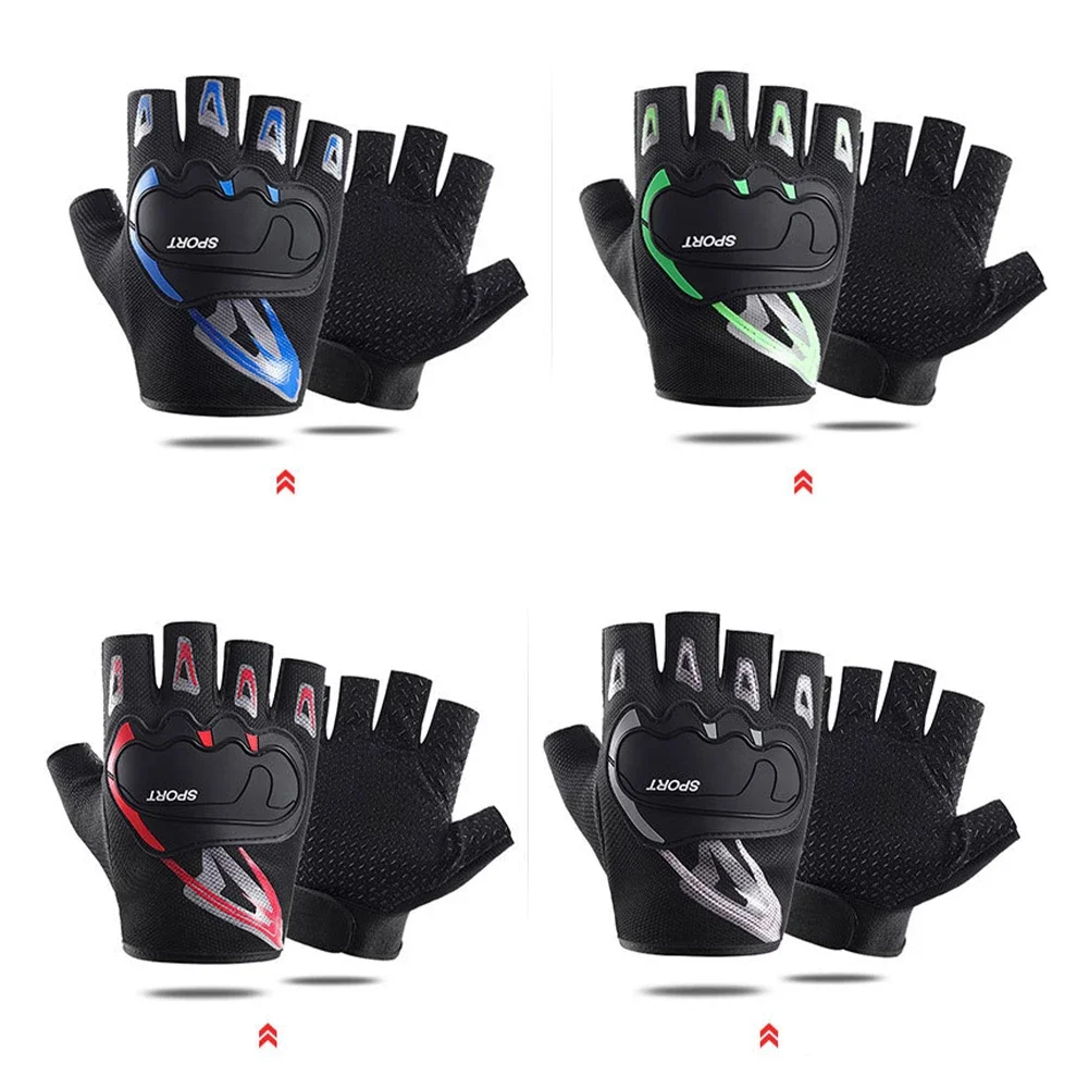 Нескользящие перчатки с открытыми пальцами дышащие защитой от пота для езды на