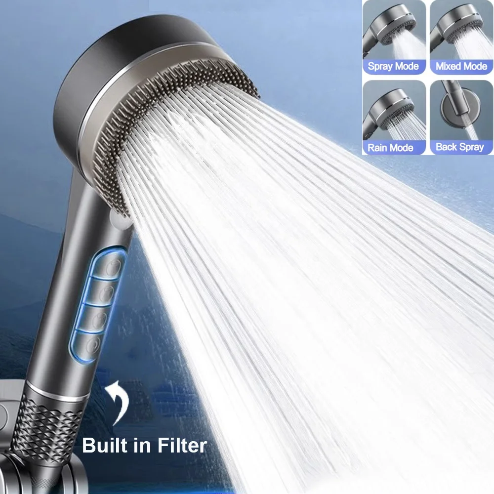 Новая 4-режимная насадка для душа регулируемая с одним ключом водосберегающая