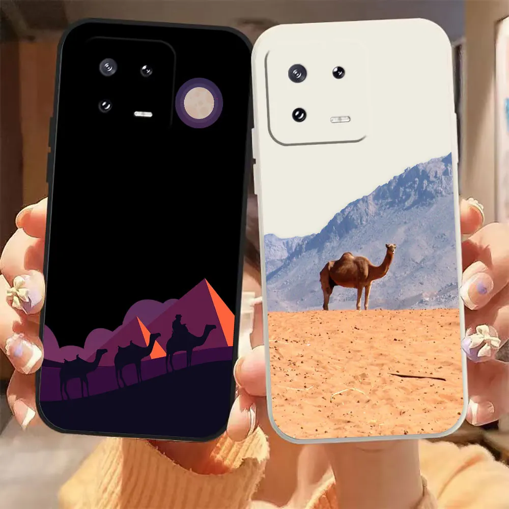 

Desert Camel Phone Case For Xiaomi 13 12 12T 12S 11 11T 10 10S 9 8 Pro Ultra Lite Colour Liquid Silicone Case Funda Shell Capa