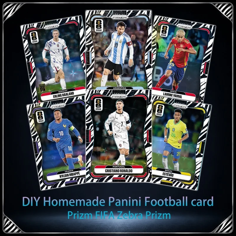 Фото Коллекционные футбольные карточки DIY Panini 2026 FIFA Криштиану Роналду Месси Мбаппе Хааланд Неймар ЯМАЛ Настольная игра Подарок на Рождество №1