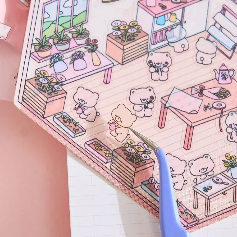 Мультяшные миниатюрные сцены 3D наклейки визуальное укладка трехмерные пейзаж