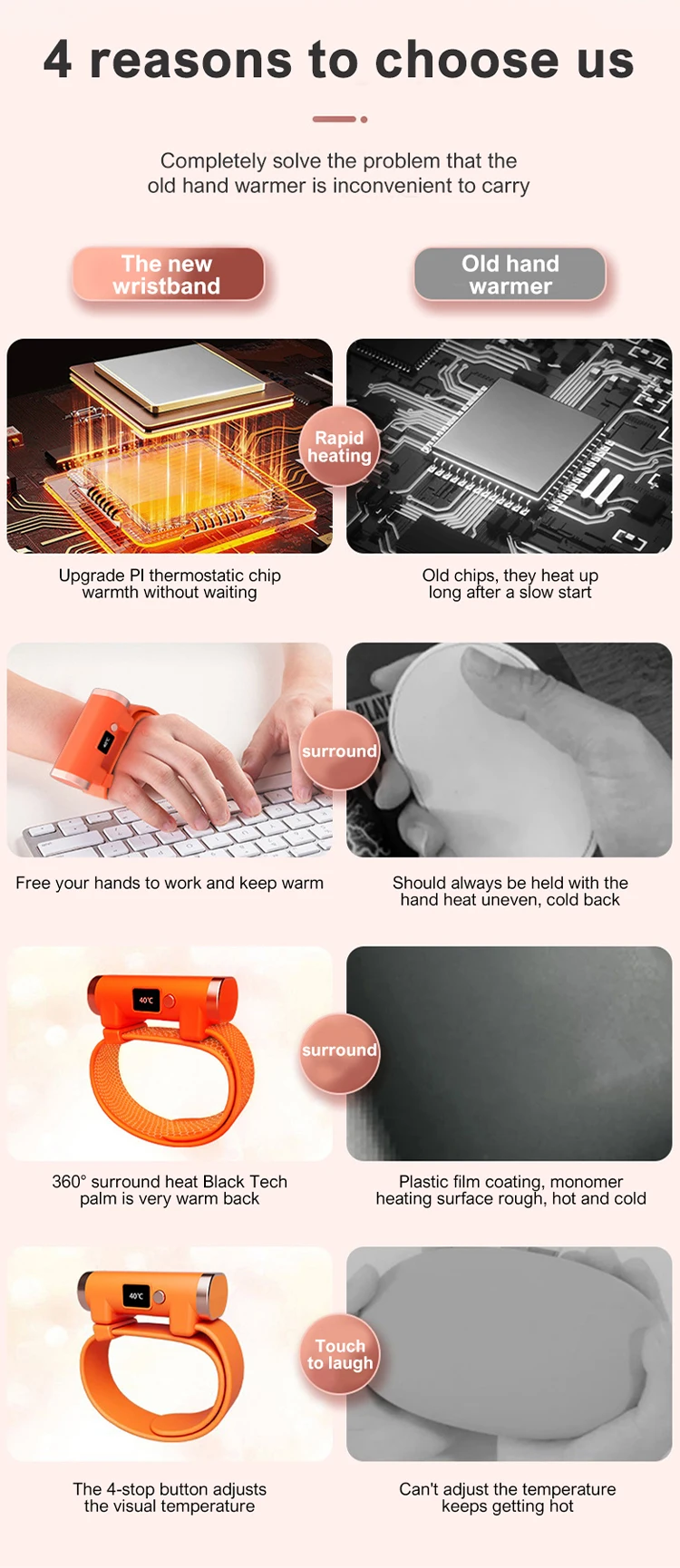 2000 мАч браслет с грелкой для рук зимняя грелка карман путешествий быстрый нагрев