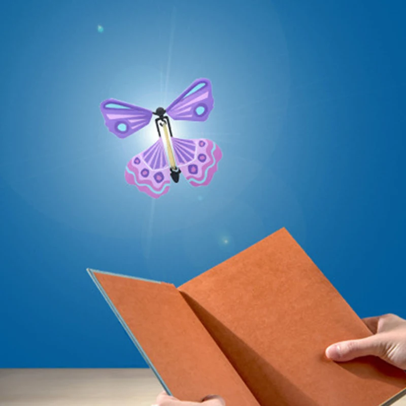 10PCS Flying in the Book Fairy Rubber Band Powered Wind Up Butterfly Card Birthday Wedding Card Gift Butterfly Card Magic Toy images - 6