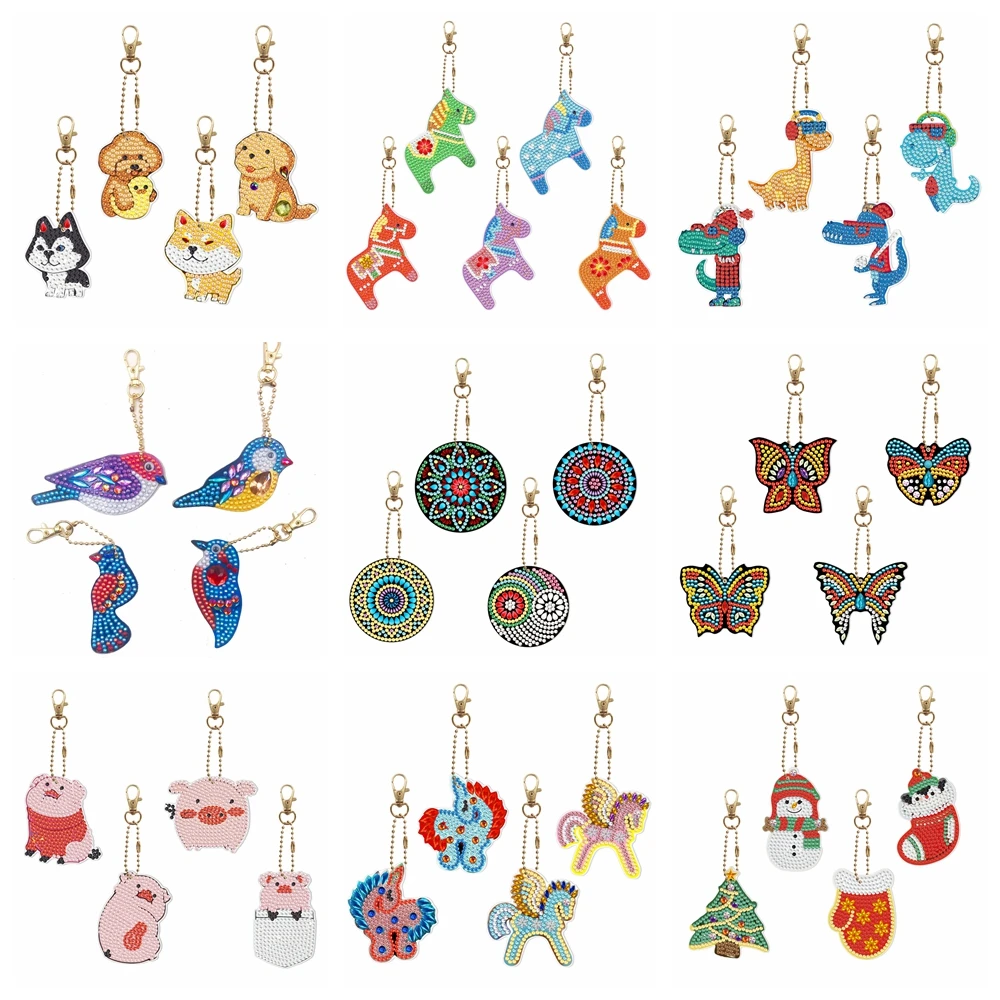 

DIY Diamond Painting Keychain Special Shaped Diamond Painting Keyring Keychains Cross Stitch Embroidery Women Bag Keychain