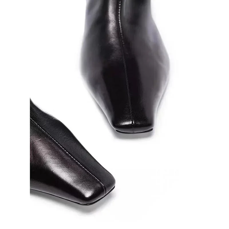 Arden Furtado/2024 осенние сапоги до колена из воловьей кожи на каблуке с квадратной