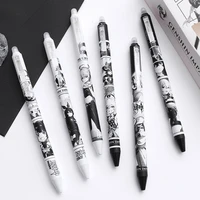6pcslot creative cartoon adjustable gel pens 0 5mm black ink korean kawaii stationery school office supplies student exam tools