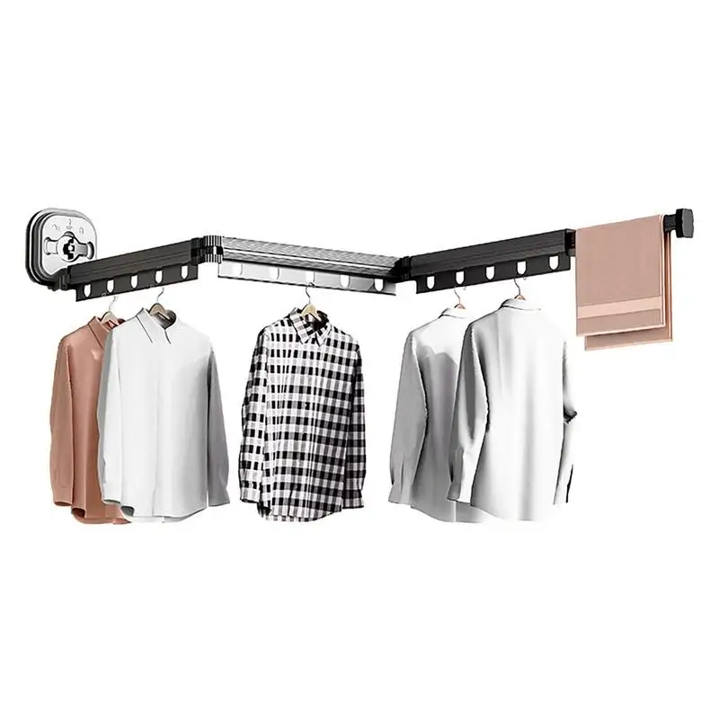 

Wall Mounted Clothes Stand Triple Collapsible Drying Rack Wall Mount Hanger For Home Hotel Dormitory Caravan Camping Bedroom