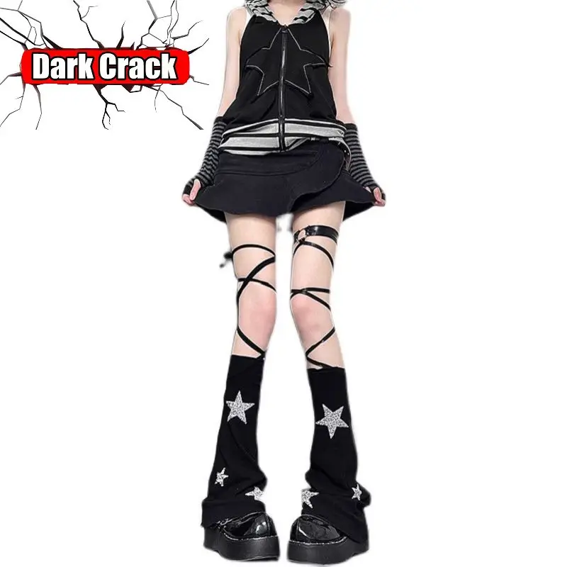 

Women's Leg Warmers Gothic Lolita Harajuku LongTube Strapping Calf Punk Socks Set Jk Star Leg Set Spicy Girl Thin Pile Socks
