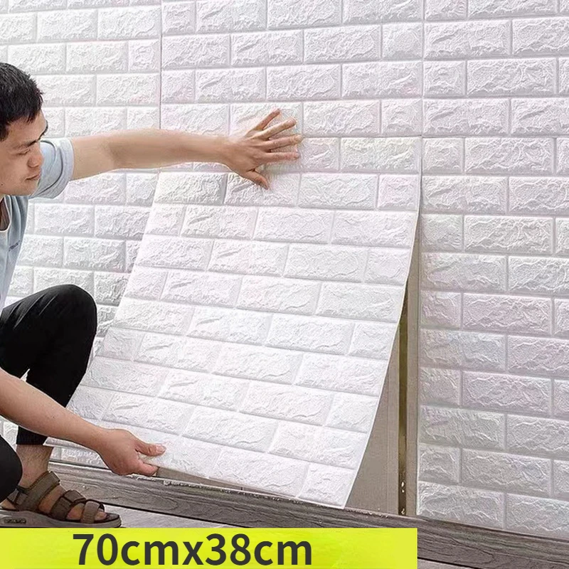 

70x38cm Self Adhesive Waterproof TV Background Brick Wallpapers 3D Wall Sticker Living Room Wallpaper Mural Bedroom Decorative