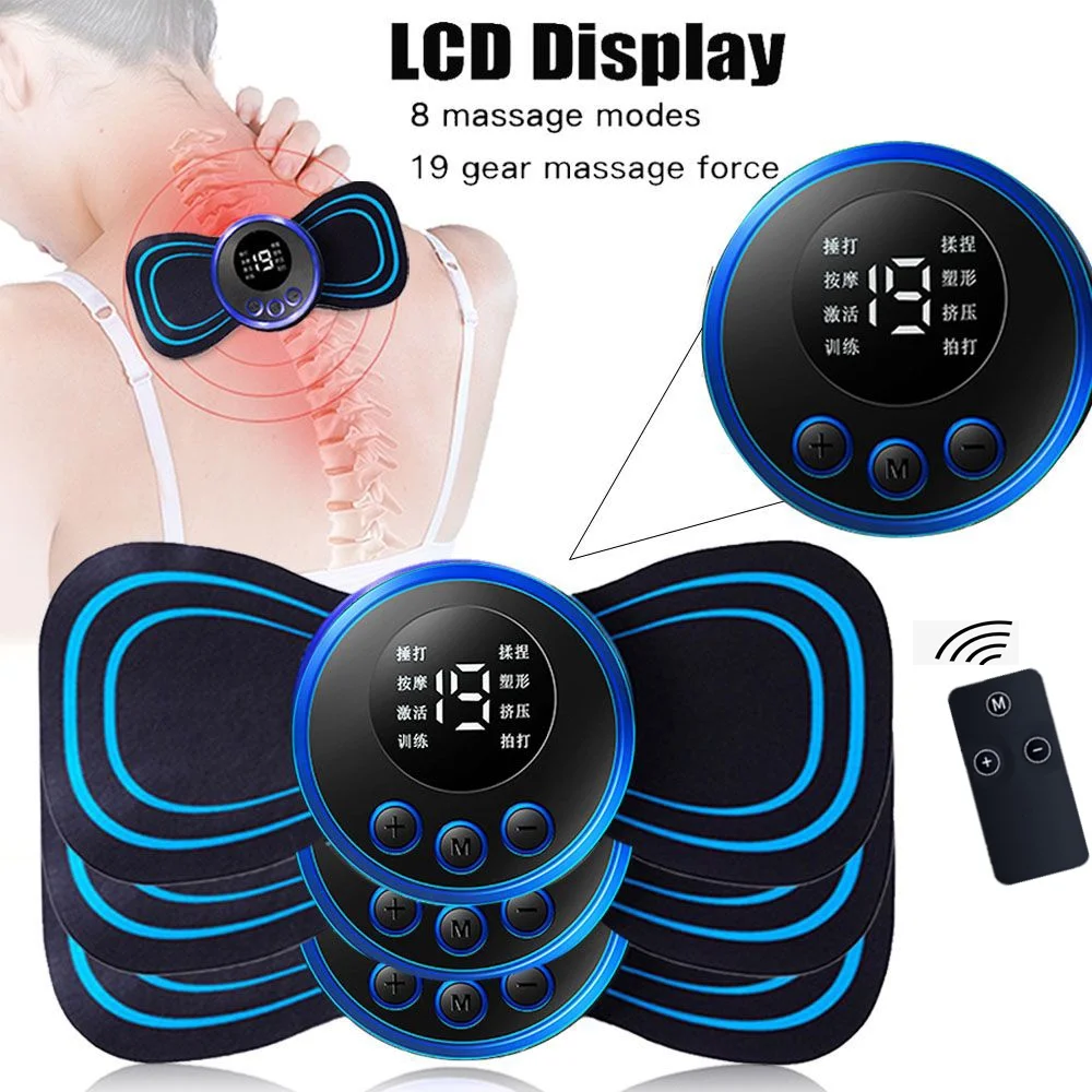 

8 Modes 19 Gears Electric Wrist Neck Massager Silicone Patch Gel Pads Stickers Cervical Back Muscle Shoulder Muscle Relief Tool