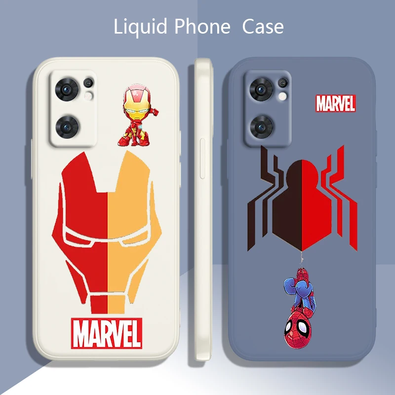 

Marvel Spiderman Iron Man Phone Case For OPPO Find X5 X3 Lite F21 A96 A94 A93 A77 A76 A74 A72 A57 A53S A16 Liquid Rope