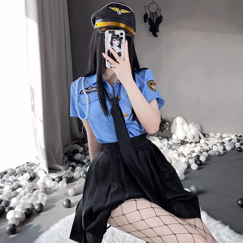 

Policewoman Uniform Roleplay Women Adult Costume Cosplay Sexy Lingerie Erotic Fancy Dress Clothes Role-playing Games Outfit