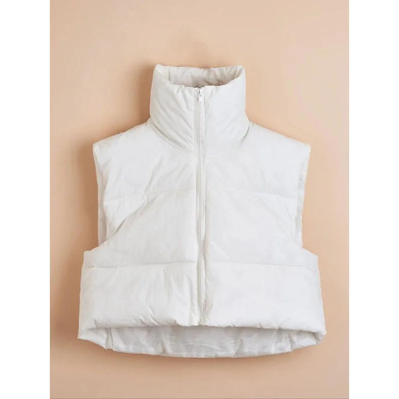 Женский однотонный жилет-пуховик на молнии повседневная термобелье осень и зиму