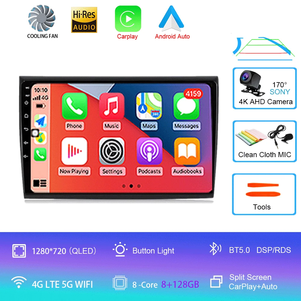 Автомобильный радиоприемник Android 15 для Fiat Bravo 2007 2008 2009 2010 2011 2012, навигационный мультимедийный плеер, GPS WiFi + 4G DSP BT Carplay Auto
