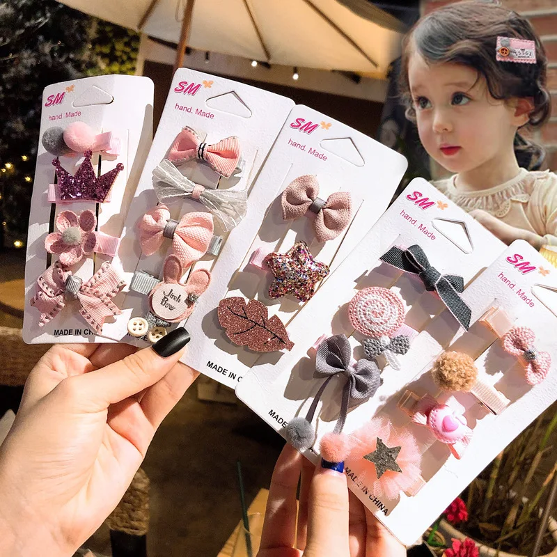 

3/4pcs New Baby Cute Cartoon Hair Clips Princess Hairpin Girls Bows Hair Clip Barrette Children Kids Hair Accessories Ornament