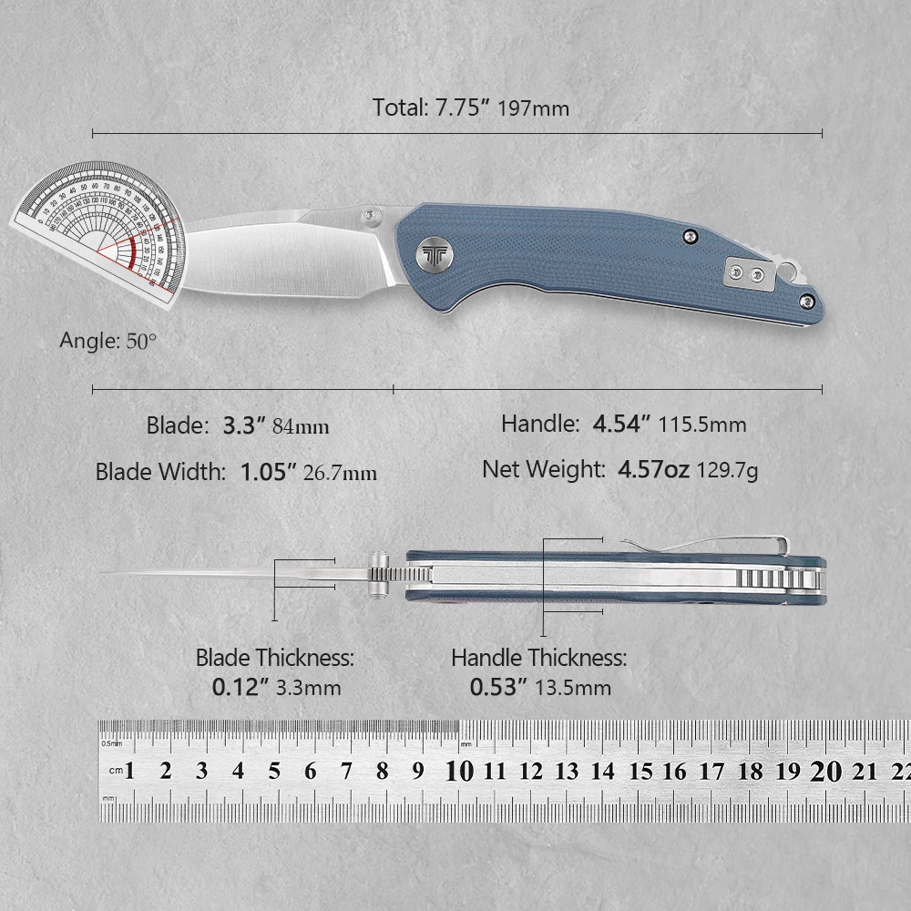 Фото Карманный складной нож TRIVISA Arae с клипсой14C28N, лезвие Micarta G10, ручка для кемпинга, охоты, резки, выживания, уличные инструменты EDC №2
