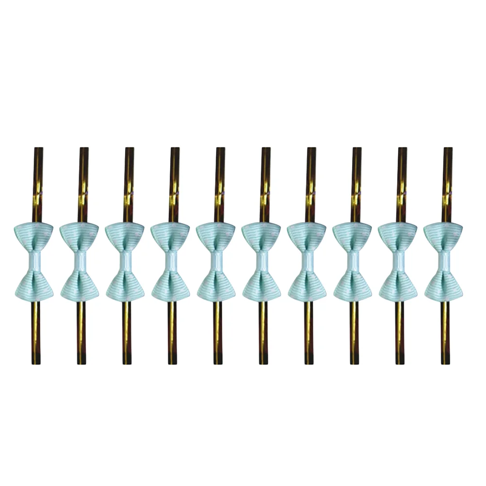 

100PCS Package Dot Bow Steel Tie Ribbon for Candy Dessert Sealing (Blue)