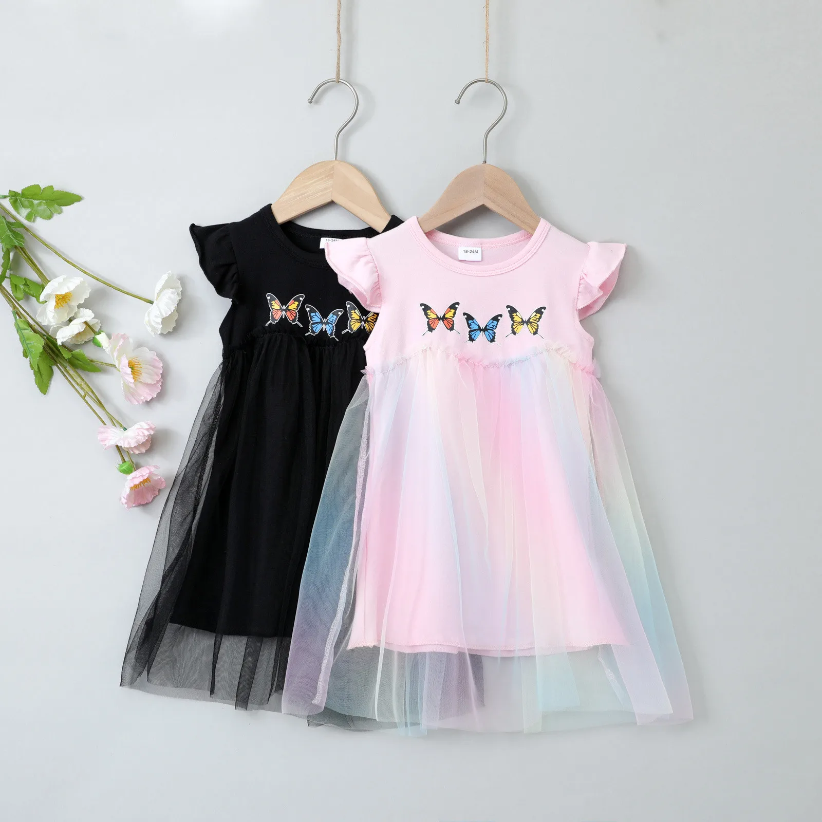 

Girls Kids Print Dress Dress Baby Sleeve Toddler Tulle Clothes Fly Girls Dress&Skirt Girls Fancy Dress