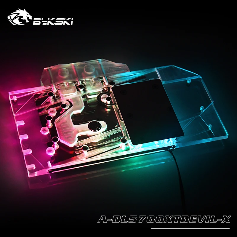 

BYKSKI GPU Water Block use for Dataland Power Colour 5700XT Red Devil/Dragon Support A-RGB/RGB Full Cover Copper Radiator Block